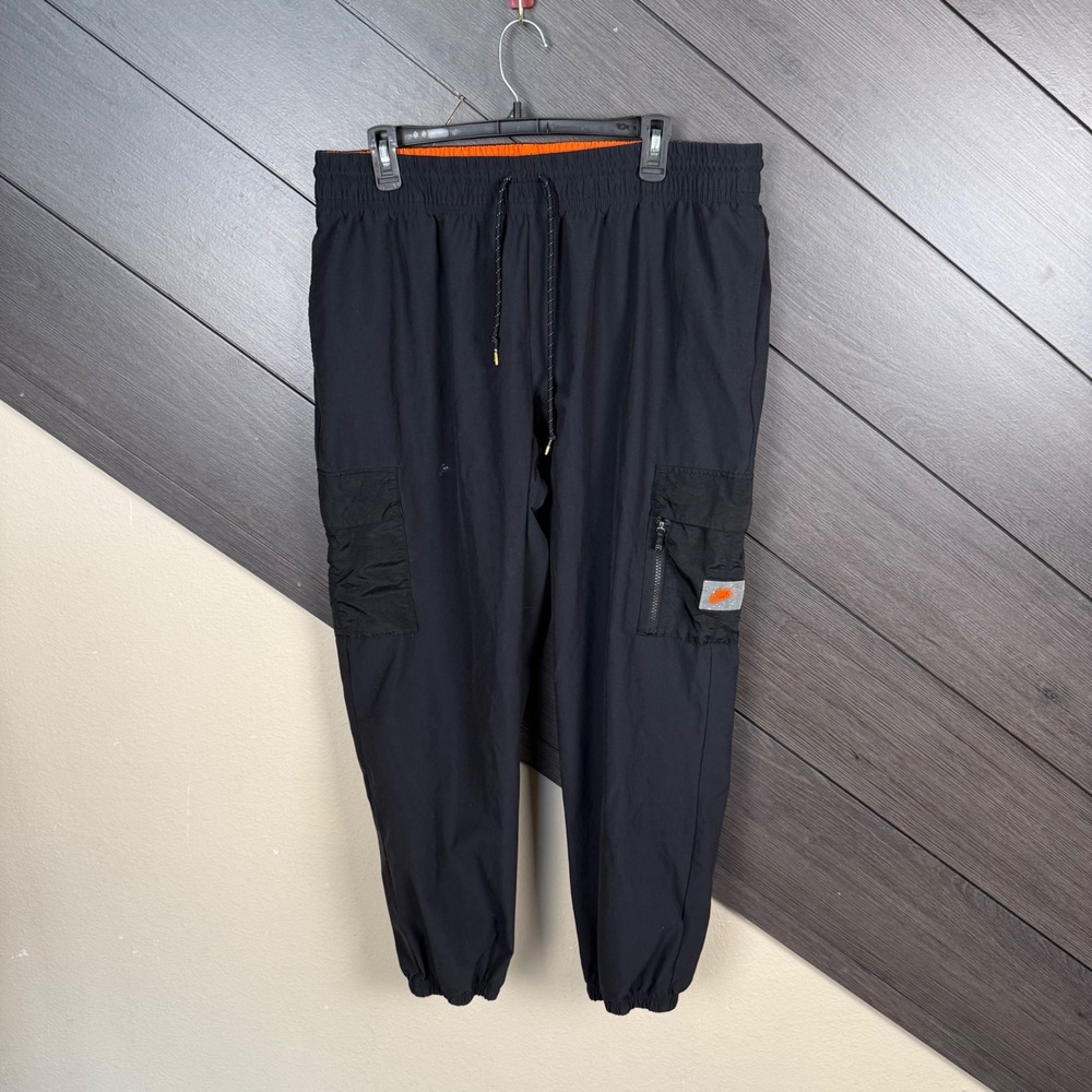 Nike Men's XL Black Cargo Jogger Pants Utility Techwear Orange Detail Gorpcore